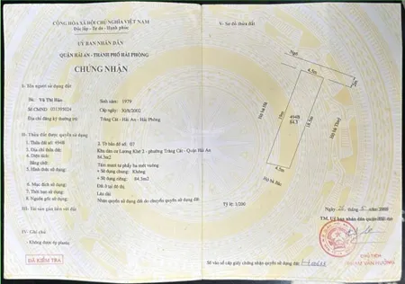 Bán đất tại đường thành tô, phường tràng cát, hải an, hải phòng, 20 triệu/m2, 84.3m2