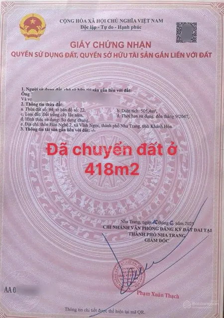 Lô đất cực đẹp giá siêu tốt hòn nghê 2 , p tây nha trang 505,4m2