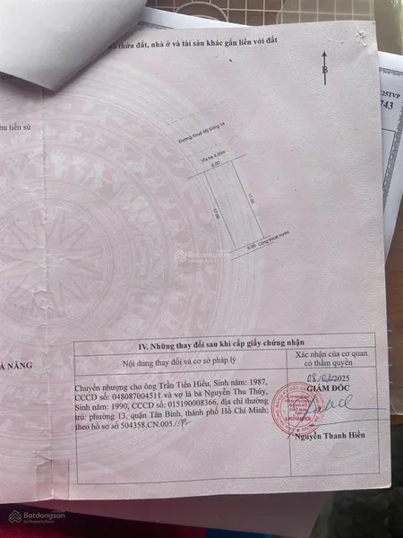 Chính chủ bán lô đất đường khuê mỹ đông 14, khu nhà máy cao su
