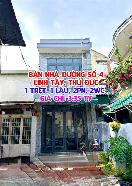 Bán nhà đường số 4, phường linh tây, thủ đức giá 3.35 tỷ