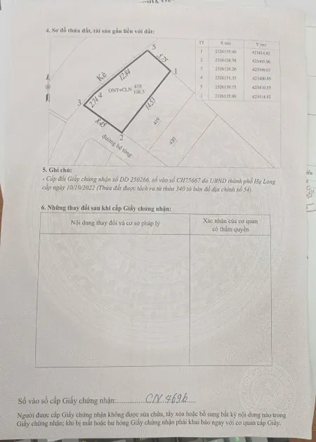Bán đất ô góc 108.5m² ngang 8.5m giá 950 triệu Phường Hoành Bồ
