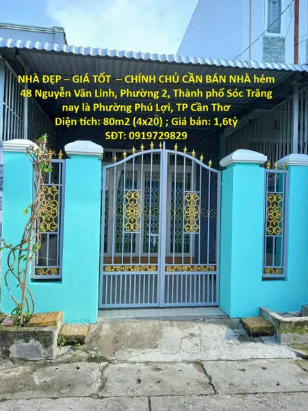NHÀ ĐẸP – GIÁ TỐT  – CHÍNH CHỦ CẦN BÁN NHÀ hẻm 48 Nguyễn Văn Linh, Phường 2, Thành phố Sóc Trăng
