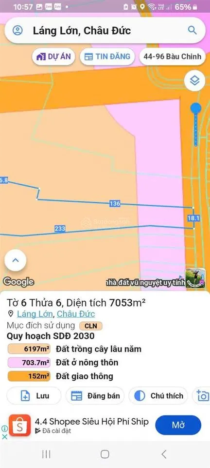 7248m2 đất mặt tiền đường láng lớn kim long, xã láng lớn