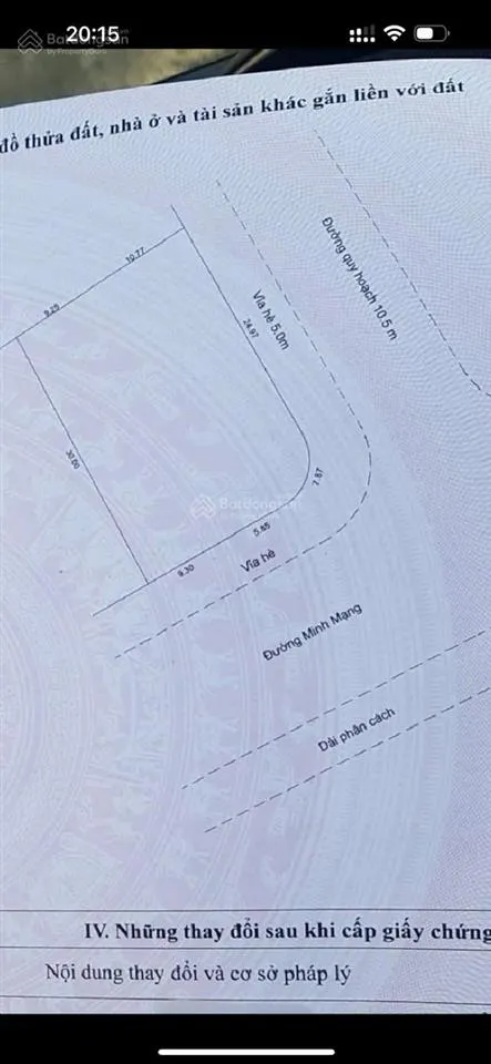 597m2/46 tỷ đất tmd vụ góc minh mạng và đường 10,5m .khu saphia sát bãi tắm sơn thủy