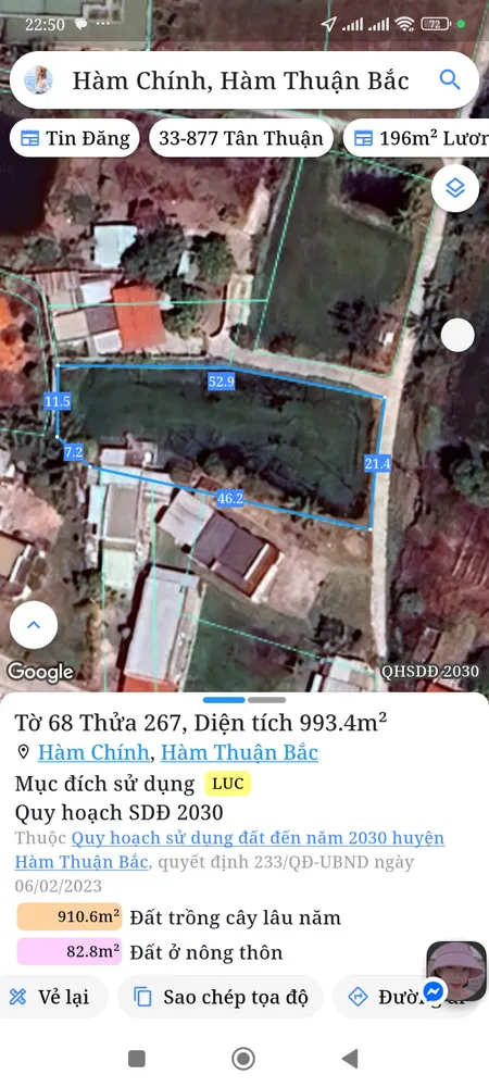 Bán đất 993m² giá 1.19 tỷ Xã Hàm Liêm