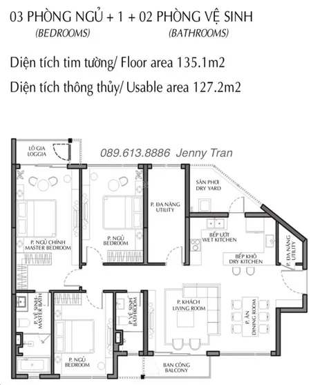 Hàng hiếm, bán/cho thuê căn hộ 2 view, 3pn + kho, dt 135m2, khu diamond brilliant, celadon city!!