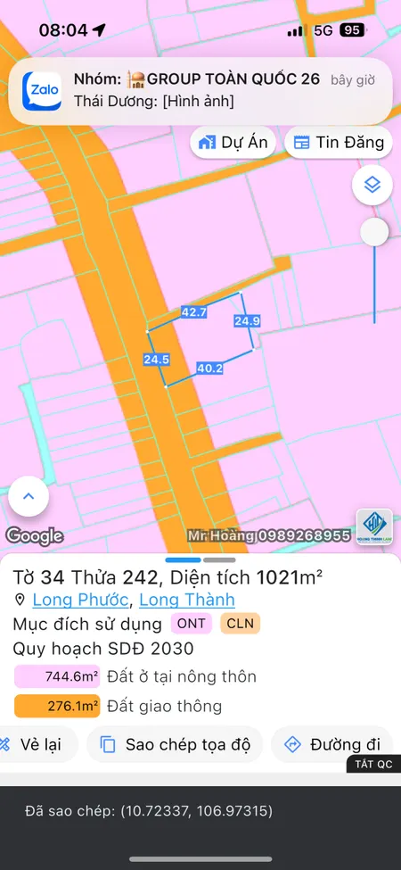 Bán đất 1017m² ngang 24,5m giá 23.5 tỷ Xã Long Phước