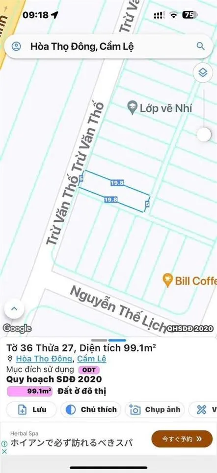 Bán đất mặt tiền đường trừ văn thố hoà thọ đông cẩm lệ đà nẵng
