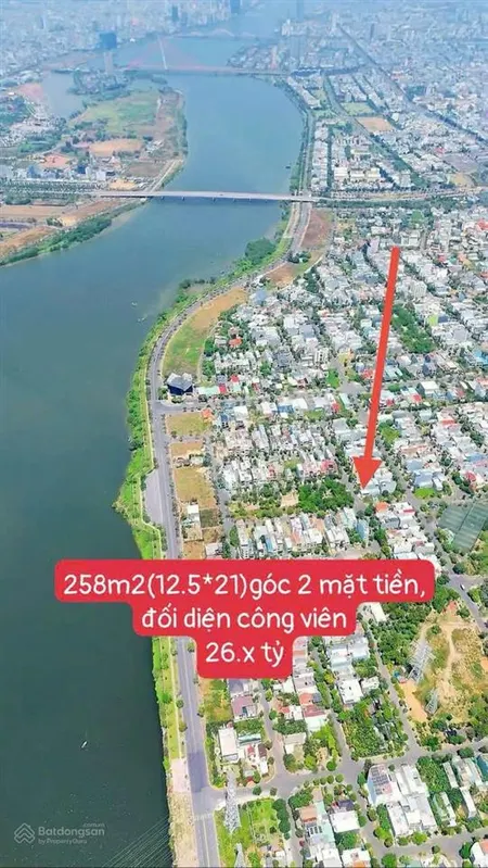 258m2 góc 2 mặt tiền + đối diện công viên khu nam việt á đà nẵng