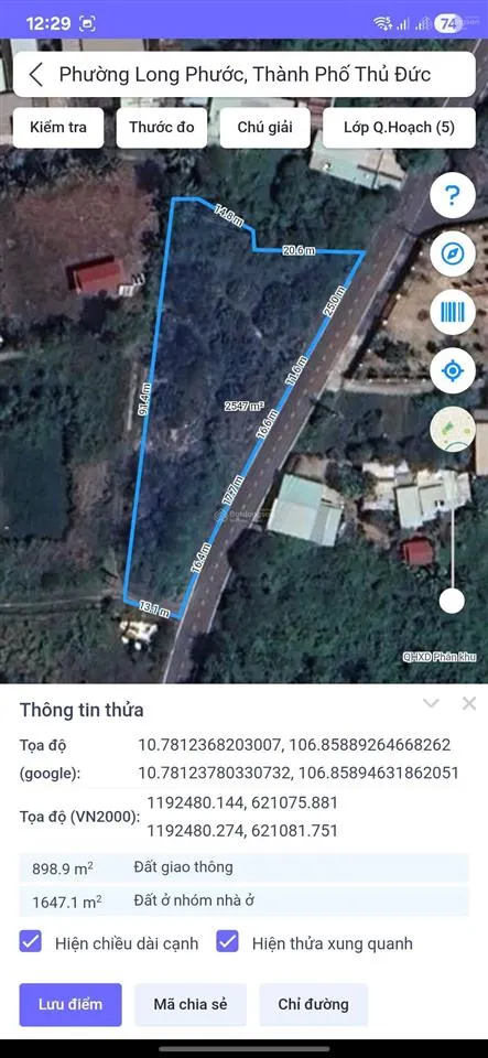 Bán đất mặt tiền đường long phước, 26 tỷ, dt 2.537m2, gần cao tốc, làng đại học, p long phước, q9