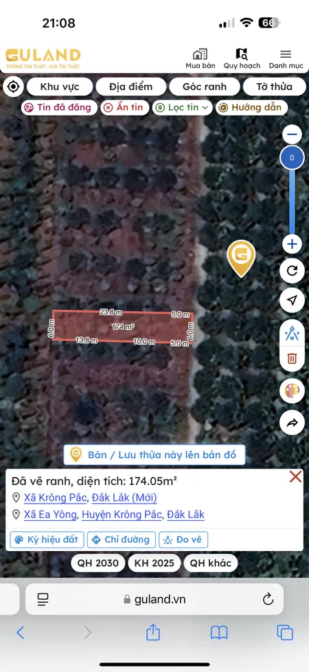 Bán đất 174.1m² giá 650 triệu Xã Krông Pắc