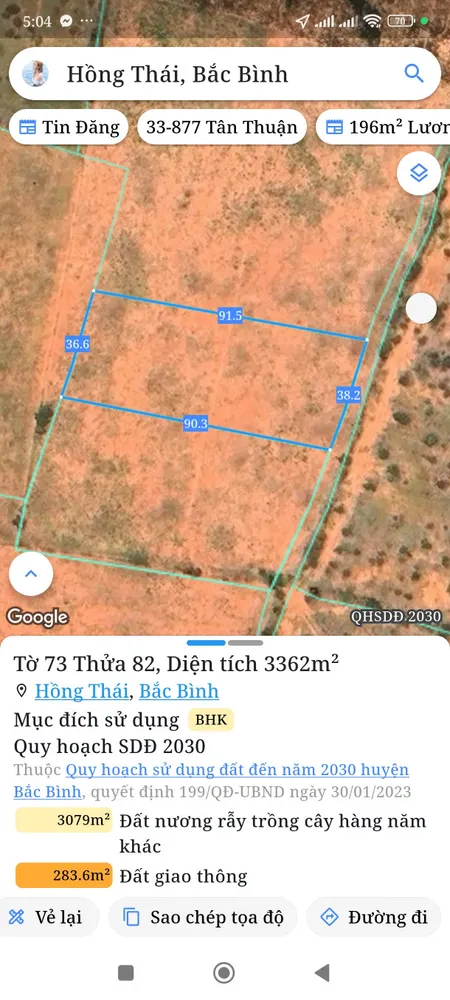Bán đất 3362m² ngang 38m giá 382.82 triệu Xã Hồng Thái