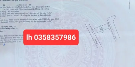 Bán đất 56m² ngang 4m giá 1.89 tỷ Xã Nội Bài