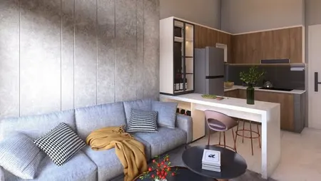 BÁN NHÀ Ở XÃ HỘI-45M2-CÓ NỘI THẤT-2 PHÒNG NGỦ-GẦN HÓC MÔN-THANH TOÁN TRƯỚC 200TR
