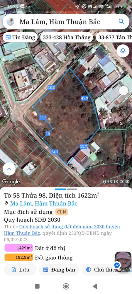 Bán đất 1821m² giá 4.8 tỷ Xã Hàm Thuận