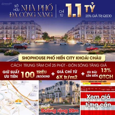 Căn ngoại giao phố hiến city khoái châu 62tr/m2