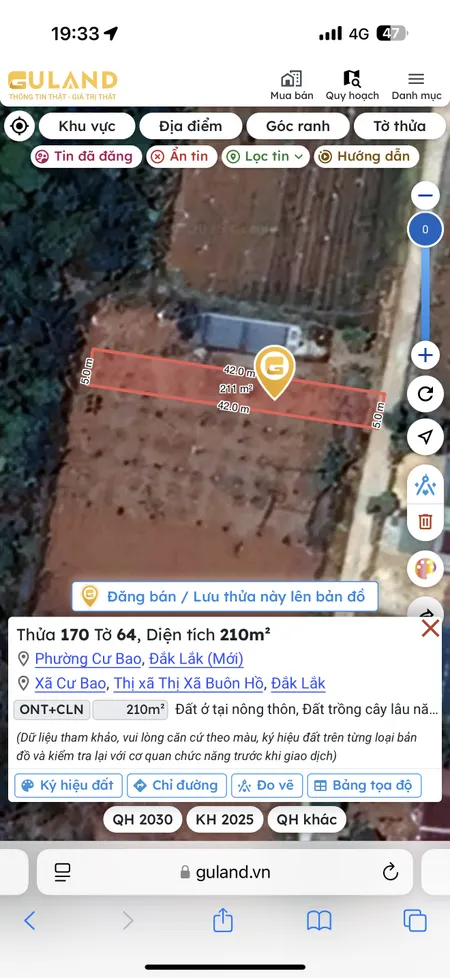 Bán đất 210m² giá 450 triệu Phường Cư Bao
