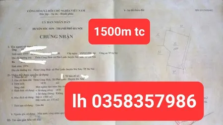Bán đất 1870m² ngang 65mm giá 24 tỷ Xã Sóc Sơn
