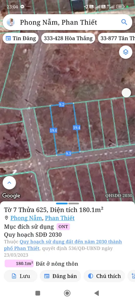 Bán đất 90m² giá 610 triệu Phường Bình Thuận