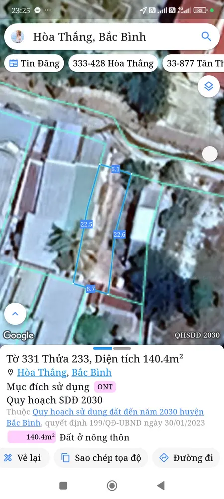 Bán đất 140m² giá 1.5 tỷ Xã Hòa Thắng