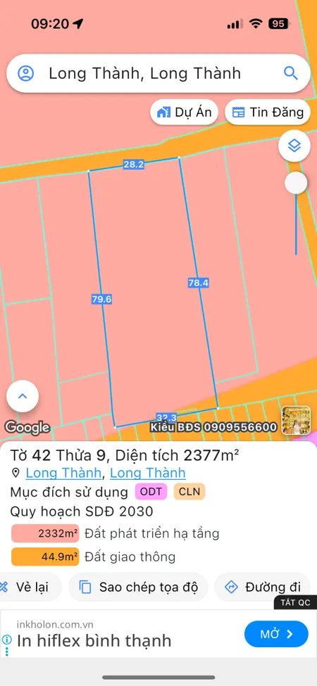 Bán đất 2387.7m² ngang 28m giá 6.5 tỷ Xã Long Thành
