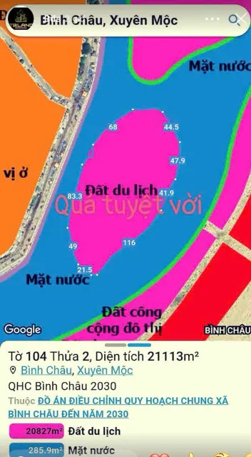 Bán đất 21113m² ngang 222m giá 130 tỷ Xã Bình Châu