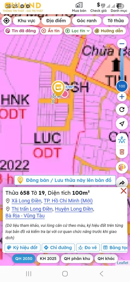 Bán đất 100.2m² ngang 5m giá 1.9 tỷ Xã Long Điền