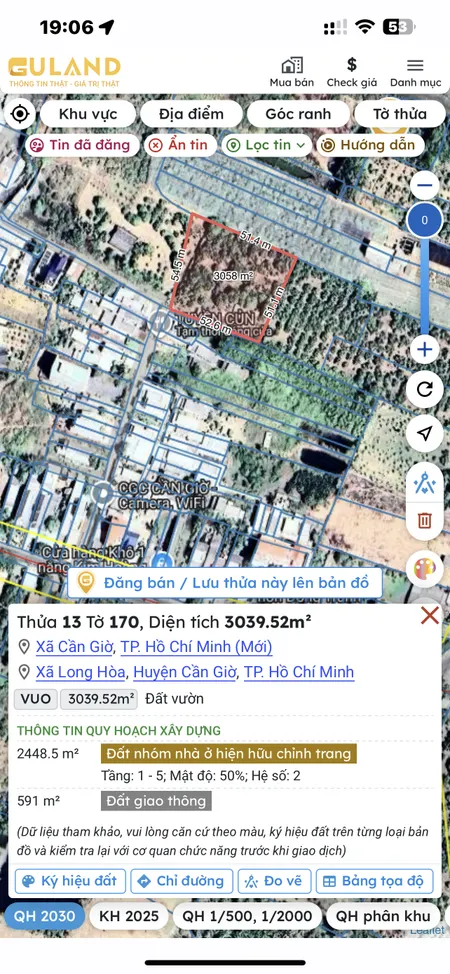 Bán đất 3048,40m2m² ngang 54m giá 32 tỷ Xã Cần Giờ
