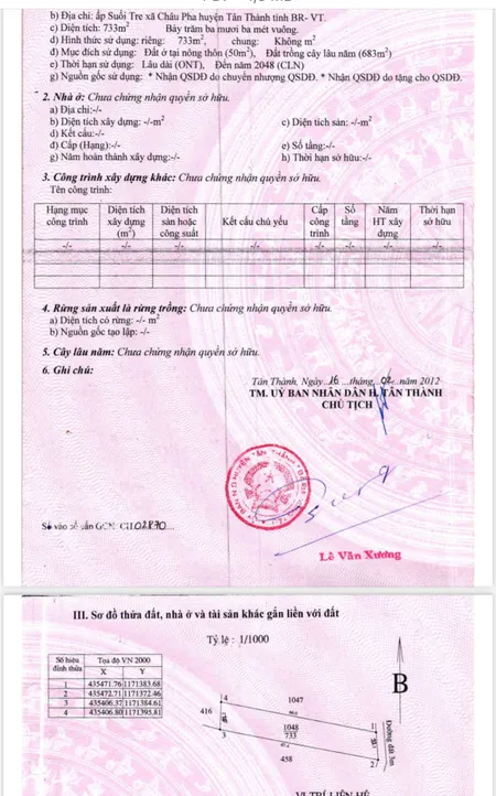 Bán đất 737.5m² ngang 11.3m giá 3.85 tỷ Xã Châu Pha