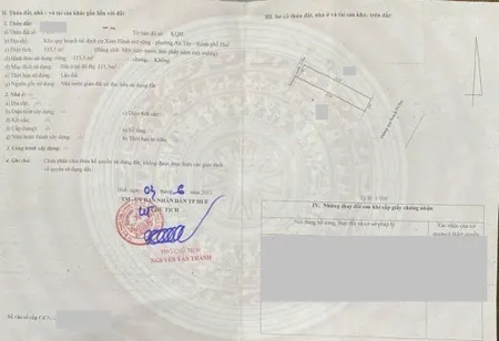 Đất mặt tiền trần đại nghĩa thuộc kqh xóm hành nay thuộc phường an cựu, thành phố huế