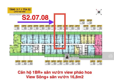 Căn 1br+ sân vườn 16,8m2 trục 08 view pháo hoa sông giỏ cđt độc quyền spana tower châu mỹ srt