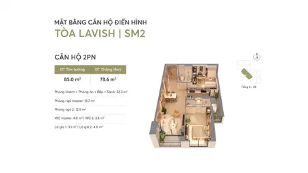 Giảm 1,3tỷ căn hộ 2pn 2wc 86m2 đẹp nhất dự án greenera, ck lên tới 17%, htls 36t, ib em hương ngay
