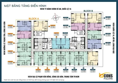 Bán căn hộ 2pn, 2wc tại bcons polaris, 2,37 tỷ, 53m2, view đẹp,