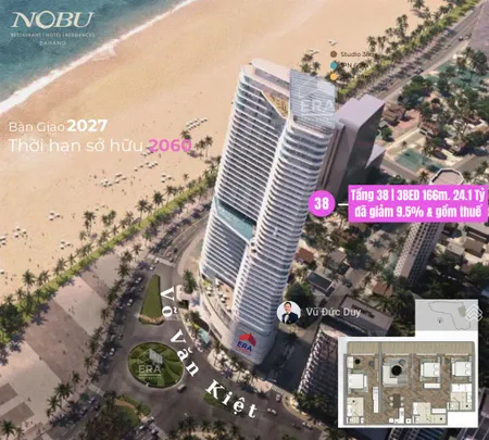 Bán 3pn nobu 166.2m2 super luxury apartment, dt 166.2m2, full nội thất. đặc biệt có thể ở, giá rẻ