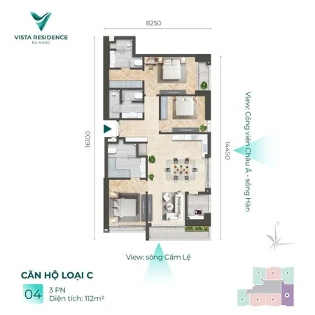 Cực hiếm chính chủ cần bán căn hộ vista 3pn tầng 15, view sông hàn đà nẵng, bàn giao sđ lâu dài