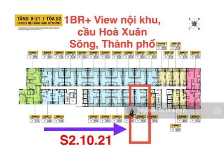 Căn hộ 1br+ trục 21 tầng trung view thành phố sông hàng cđt độc quyền srt spana châu mỹ srt