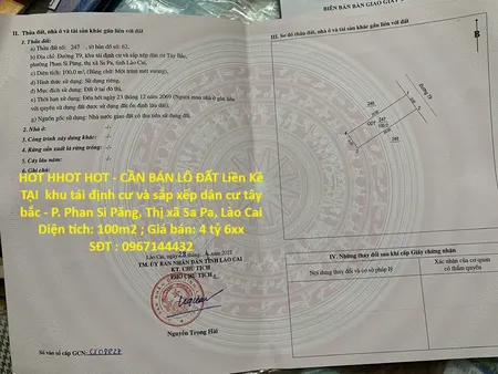 HOT HHOT HOT - CẦN BÁN LÔ ĐẤT Liền Kề TẠI  Phường Phan Si Păng, Thị xã Sa Pa, Lào Cai