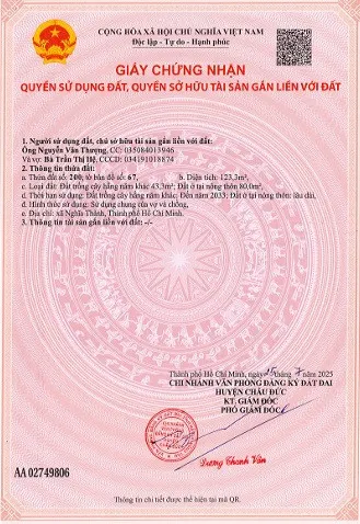 CHÍNH CHỦ BÁN ĐẤT THỔ CƯ SẴN SỔ KHU VỰC NGHĨA THÀNH-HCM (CHÂU ĐỨC CŨ)
