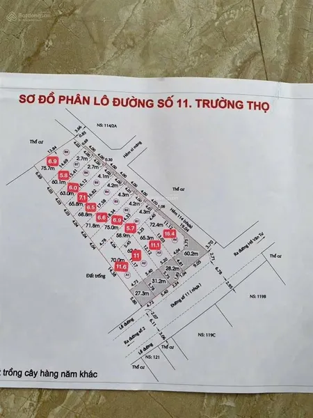 Đất mặt tiền đường 11, trường thọ, thủ đức hàng f0 , sổ riêng từng lô
