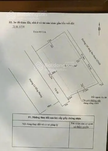 Bán đất tại lê hồng phong, 148,495 tỷ, 1747m2, mặt tiền 52.5m, pháp lý đầy đủ