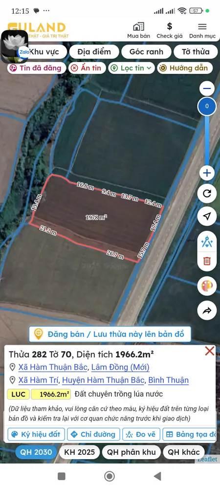 Bán đất 1966m² ngang 33m giá 3.3 tỷ Xã Hàm Thuận Bắc