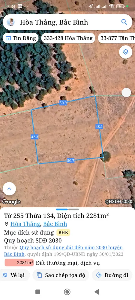 Bán đất 2281m² Xã Hòa Thắng