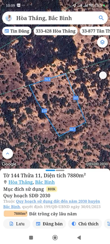 Bán đất 7880m² Xã Hòa Thắng