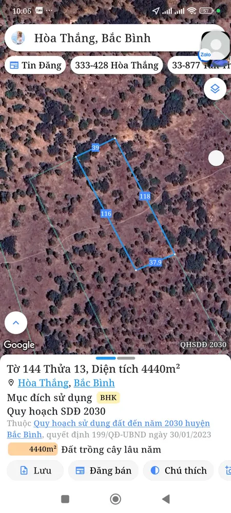 Bán đất 4440m² Xã Hòa Thắng