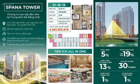 Căn 2pn căn siêu vip còn sót lại spana tower, tầng 18 căn 15