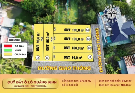 Bán đất 100m² ngang 5m giá 535 triệu Xã Quảng Ninh