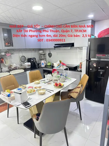 NHÀ ĐẸP – GIÁ TỐT  – CHÍNH CHỦ CẦN BÁN NHÀ MỚI XÂY TẠI Phường Phú Thuận, Quận 7, TP.HCM