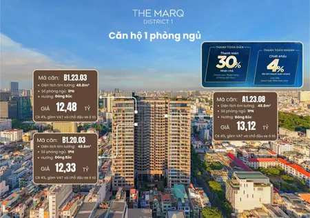 Bán căn hộ The Marq Quận 1, 1PN, 48m², giá tốt nhất thị trường