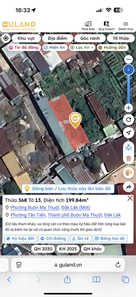 Bán đất 199.8m² giá 1.39 tỷ Phường Buôn Ma Thuột