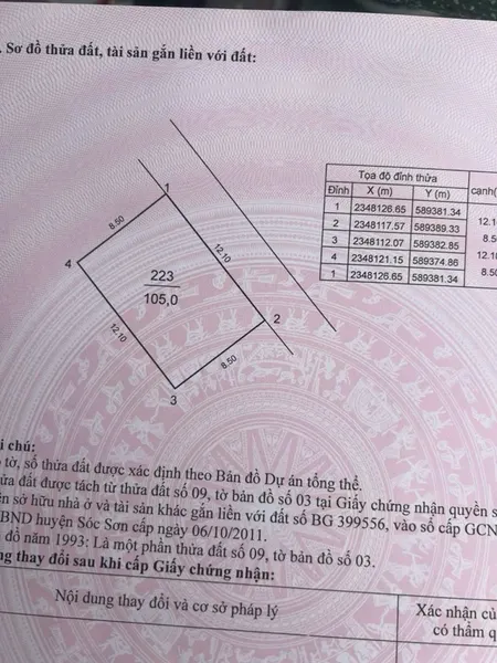 Bán đất 105m² ngang 12.1m giá 3.05 tỷ Xã Sóc Sơn